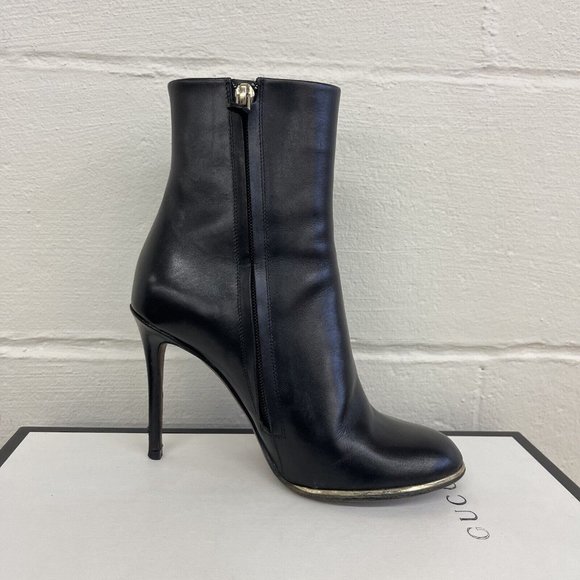 Givenchy Womens Black Leather Round Toe High Heel Ankle Zip Booties Shoes Sz 7.5 - Picture 3 of 11